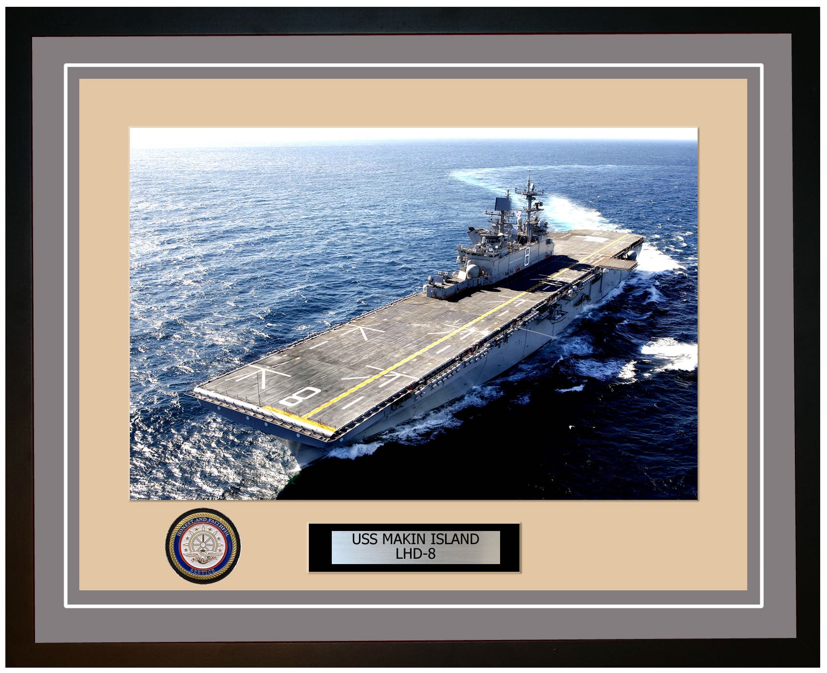 USS Makin Island LHD-8 Framed Navy Ship Photo Grey