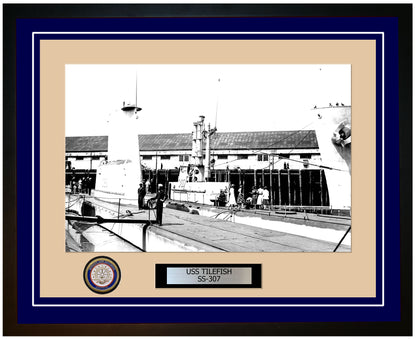 USS Tilefish SS-307 Framed Navy Ship Photo Blue