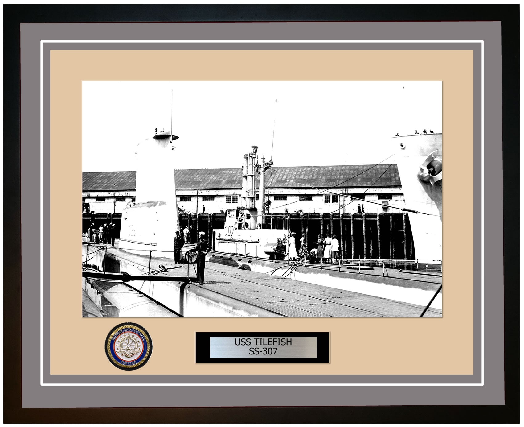 USS Tilefish SS-307 Framed Navy Ship Photo Grey