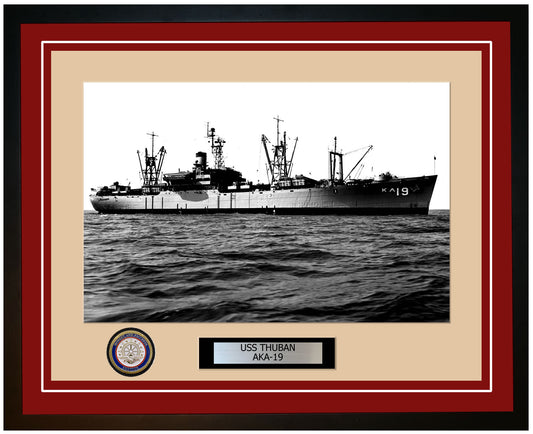 USS Thuban AKA-19 Framed Navy Ship Photo Burgundy