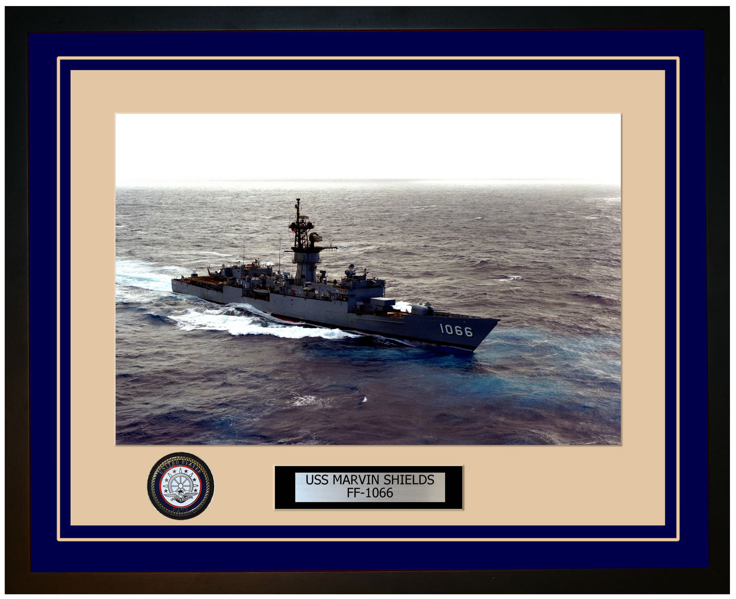 USS MARVIN SHIELDS FF-1066 Framed Navy Ship Photo Blue