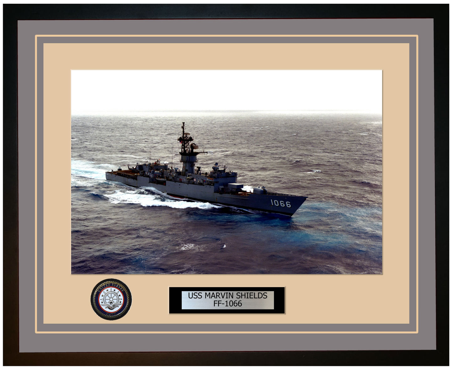 USS MARVIN SHIELDS FF-1066 Framed Navy Ship Photo Grey