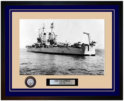 USS COLUMBUS CA-74 Framed Navy Ship Photo Blue