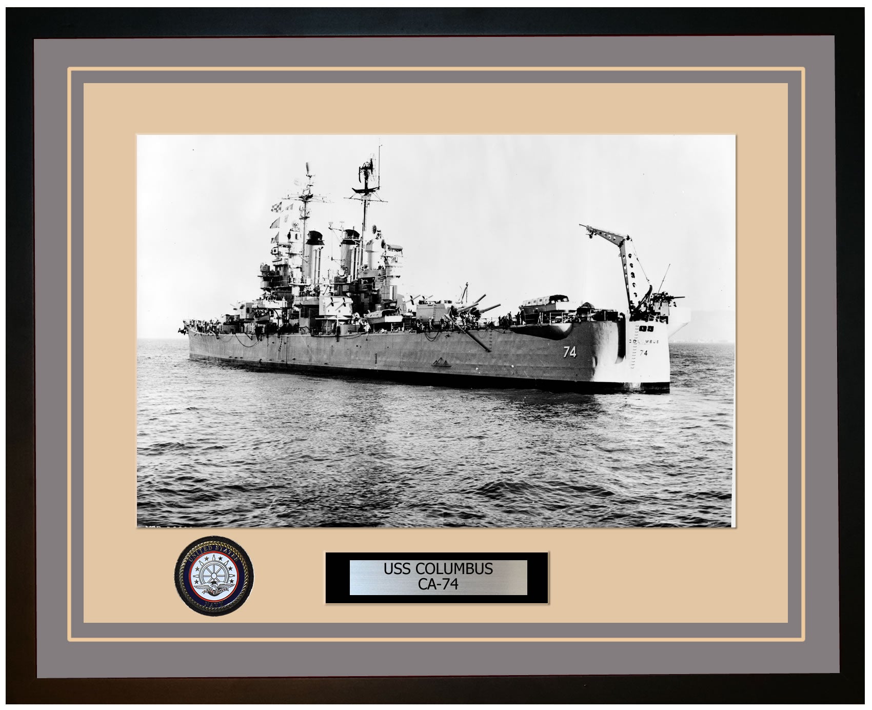 USS COLUMBUS CA-74 Framed Navy Ship Photo Grey