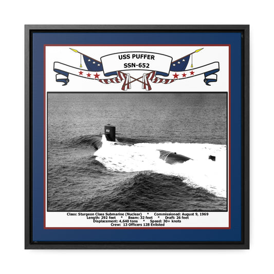 USS Puffer SSN-652 Navy Floating Frame Photo Front View