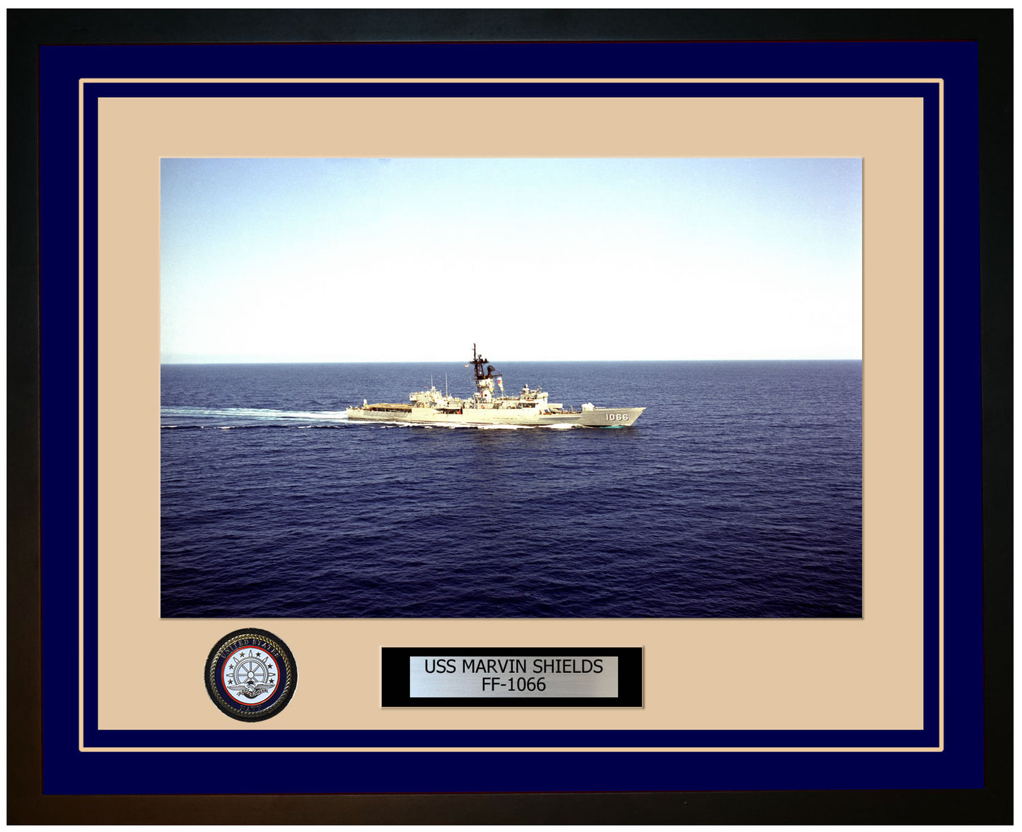 USS MARVIN SHIELDS FF-1066 Framed Navy Ship Photo Blue