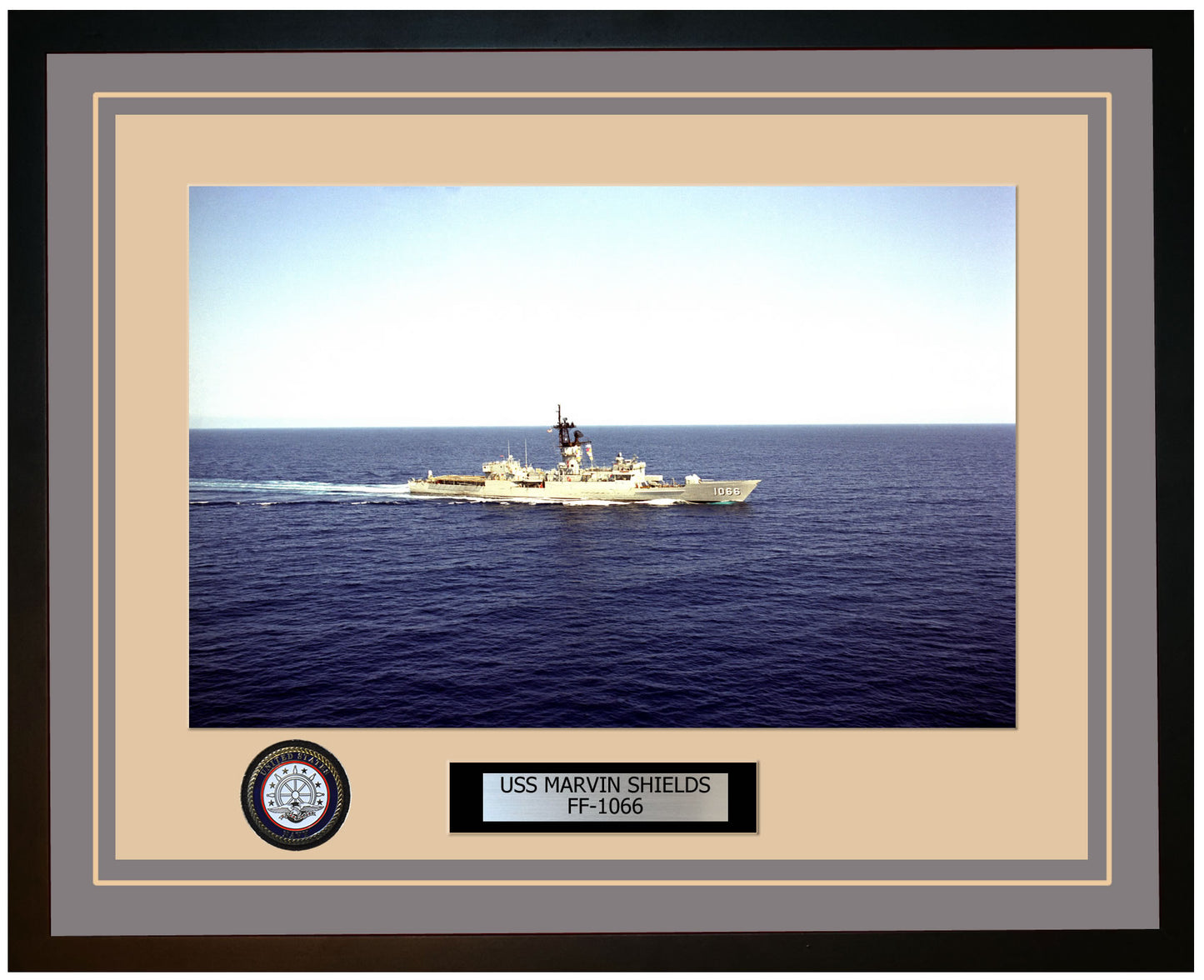 USS MARVIN SHIELDS FF-1066 Framed Navy Ship Photo Grey