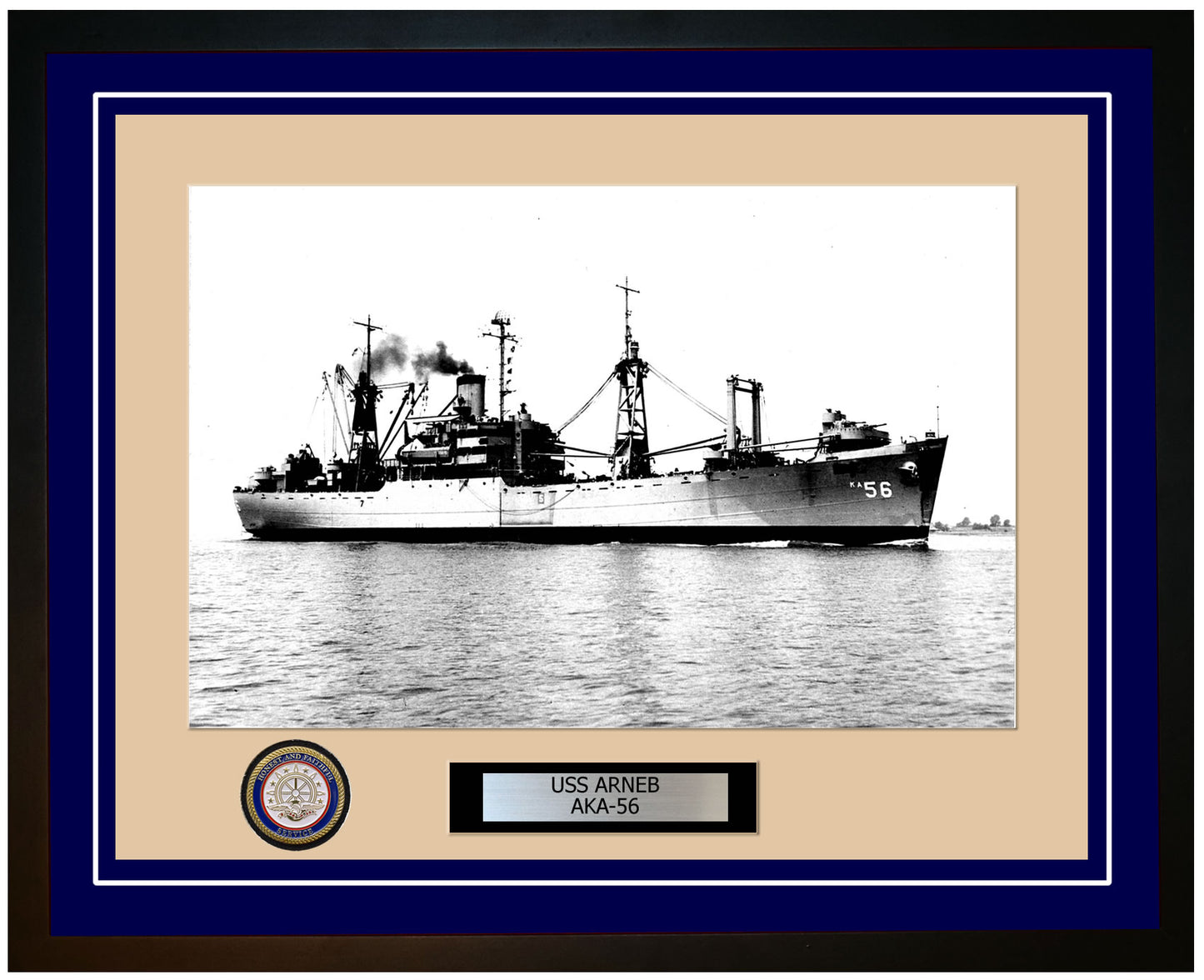 USS Arneb AKA-56 Framed Navy Ship Photo Blue