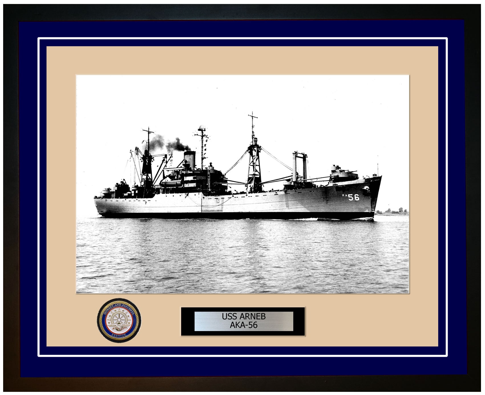 USS Arneb AKA-56 Framed Navy Ship Photo Blue