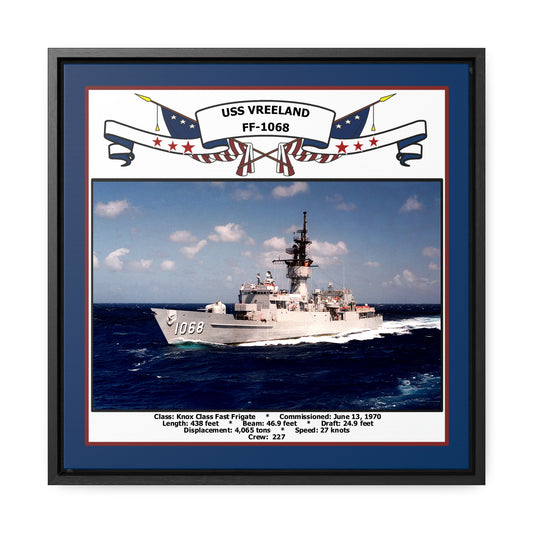 USS Vreeland FF-1068 Navy Floating Frame Photo Front View