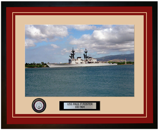 USS PAUL F FOSTER DD-964 Framed Navy Ship Photo Burgundy