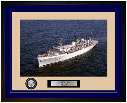 USS HOLLAND AS-32 Framed Navy Ship Photo Blue