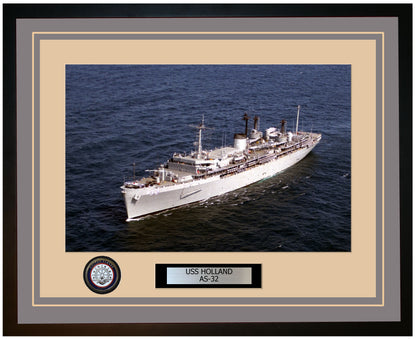 USS HOLLAND AS-32 Framed Navy Ship Photo Grey