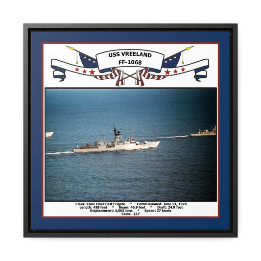 USS Vreeland FF-1068 Navy Floating Frame Photo Front View