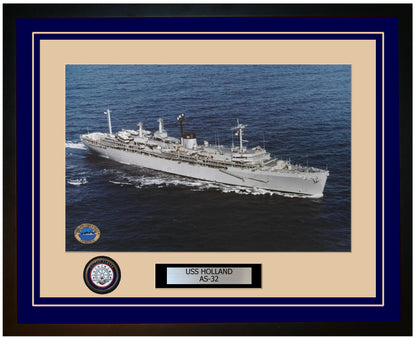 USS HOLLAND AS-32 Framed Navy Ship Photo Blue