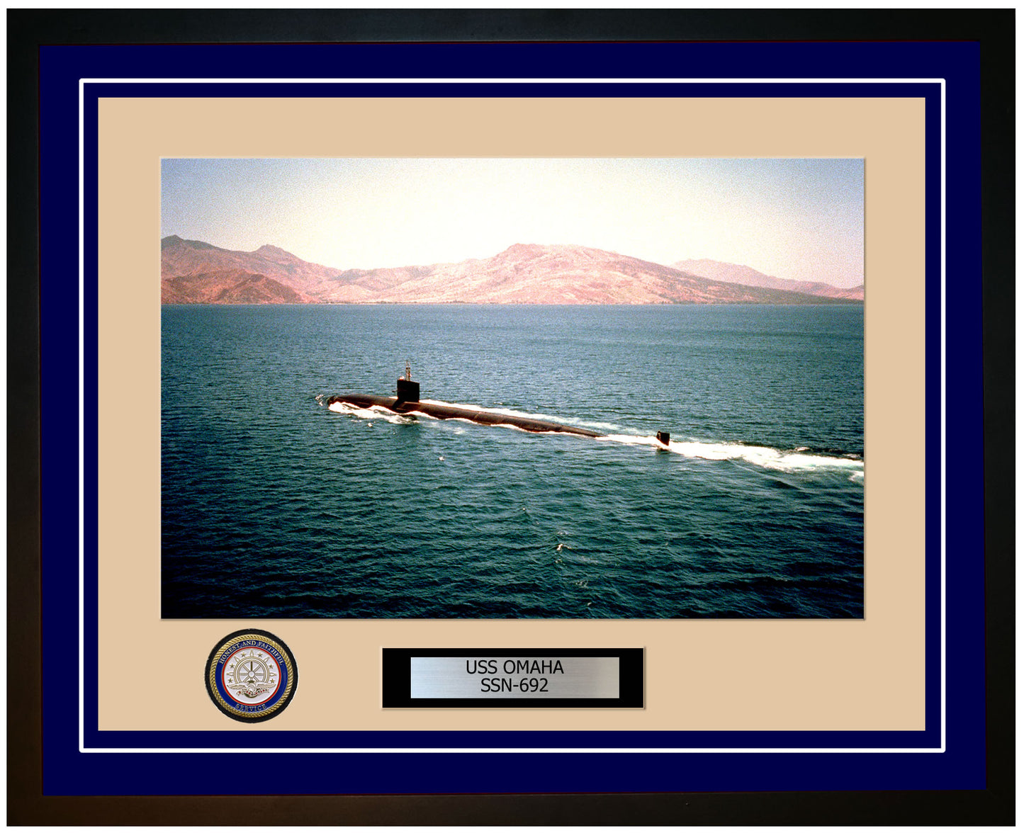 USS Omaha SSN-692 Framed Navy Ship Photo Blue