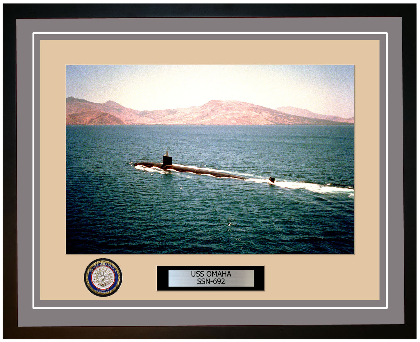 USS Omaha SSN-692 Framed Navy Ship Photo Grey