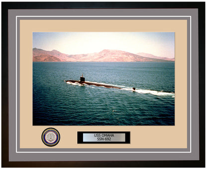 USS Omaha SSN-692 Framed Navy Ship Photo Grey