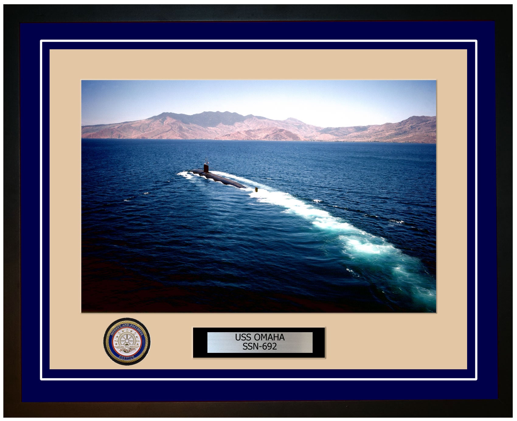 USS Omaha SSN-692 Framed Navy Ship Photo Blue