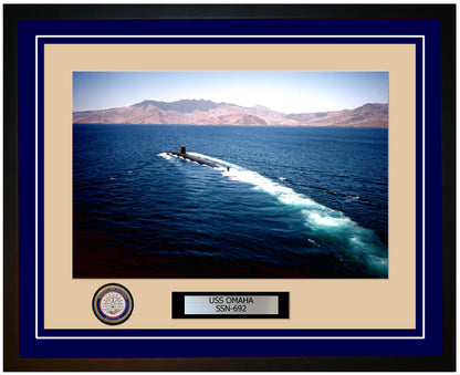 USS Omaha SSN-692 Framed Navy Ship Photo Blue