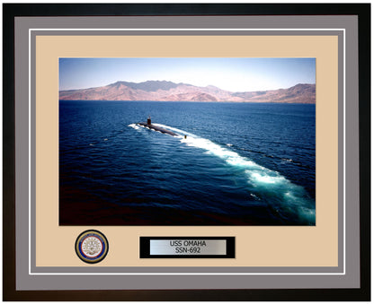 USS Omaha SSN-692 Framed Navy Ship Photo Grey