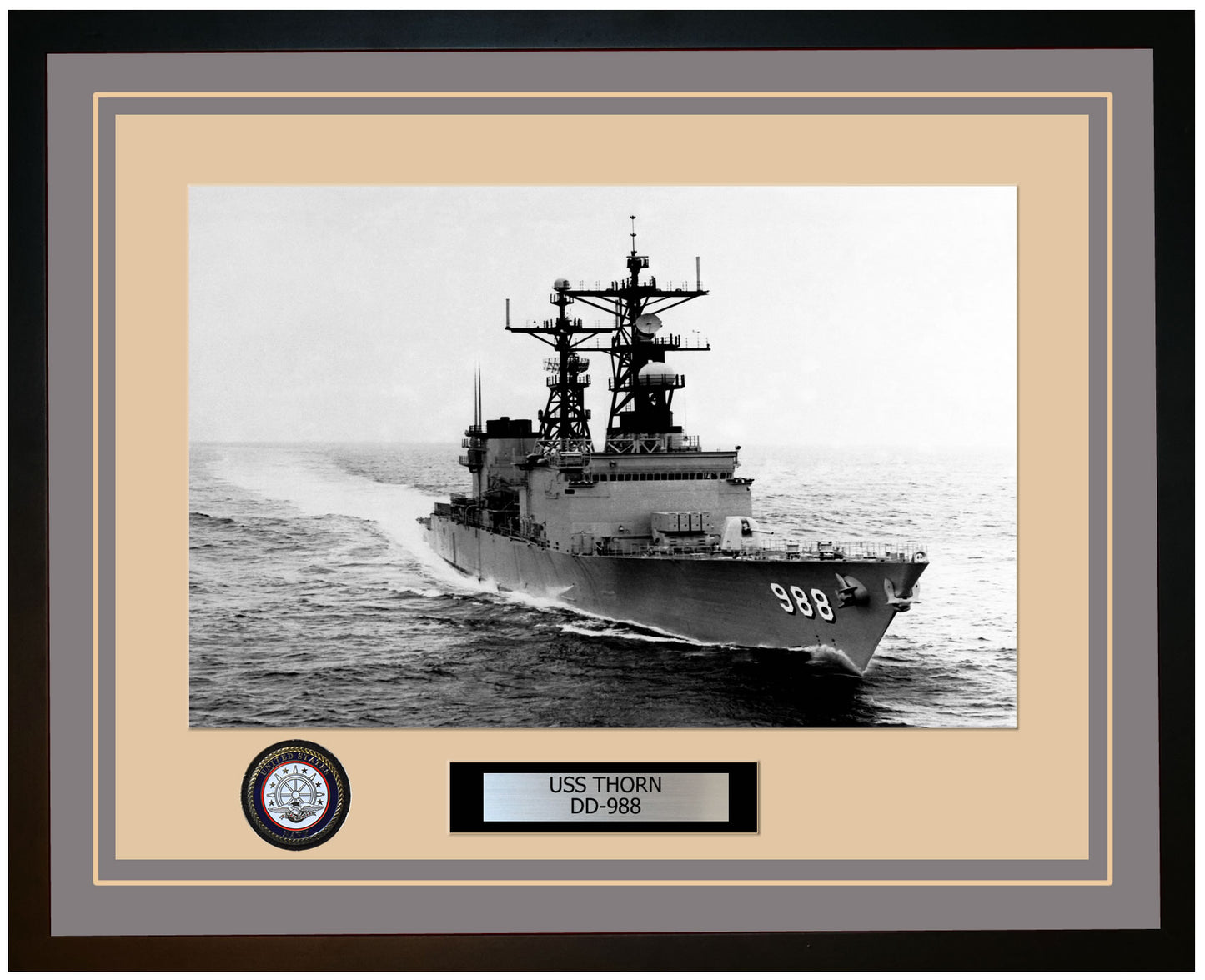 USS THORN DD-988 Framed Navy Ship Photo Grey