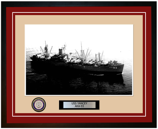 USS Yancey AKA-93 Framed Navy Ship Photo Burgundy