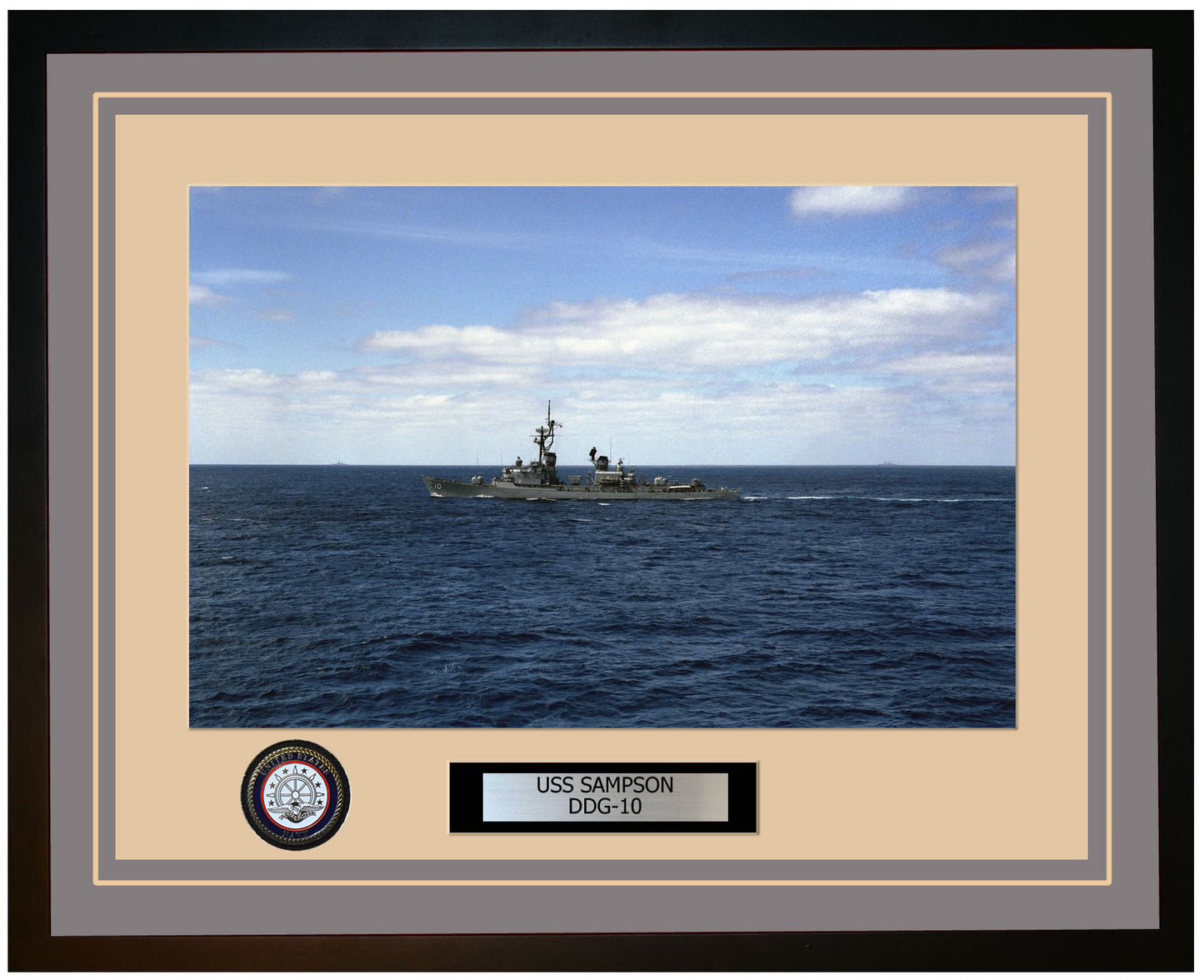 USS SAMPSON DDG-10 Framed Navy Ship Photo Grey