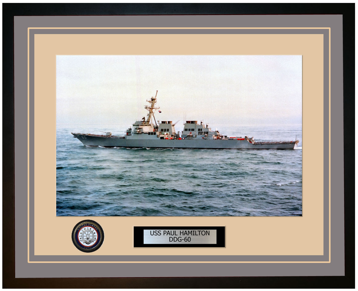 USS PAUL HAMILTON DDG-60 Framed Navy Ship Photo Grey