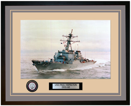 USS PAUL HAMILTON DDG-60 Framed Navy Ship Photo Grey