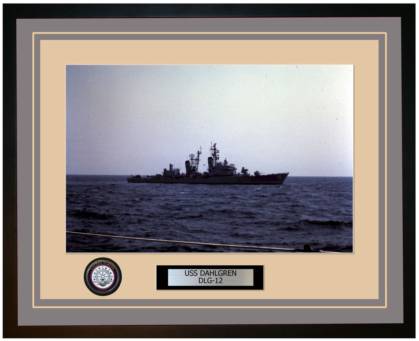 USS DAHLGREN DLG-12 Framed Navy Ship Photo Grey