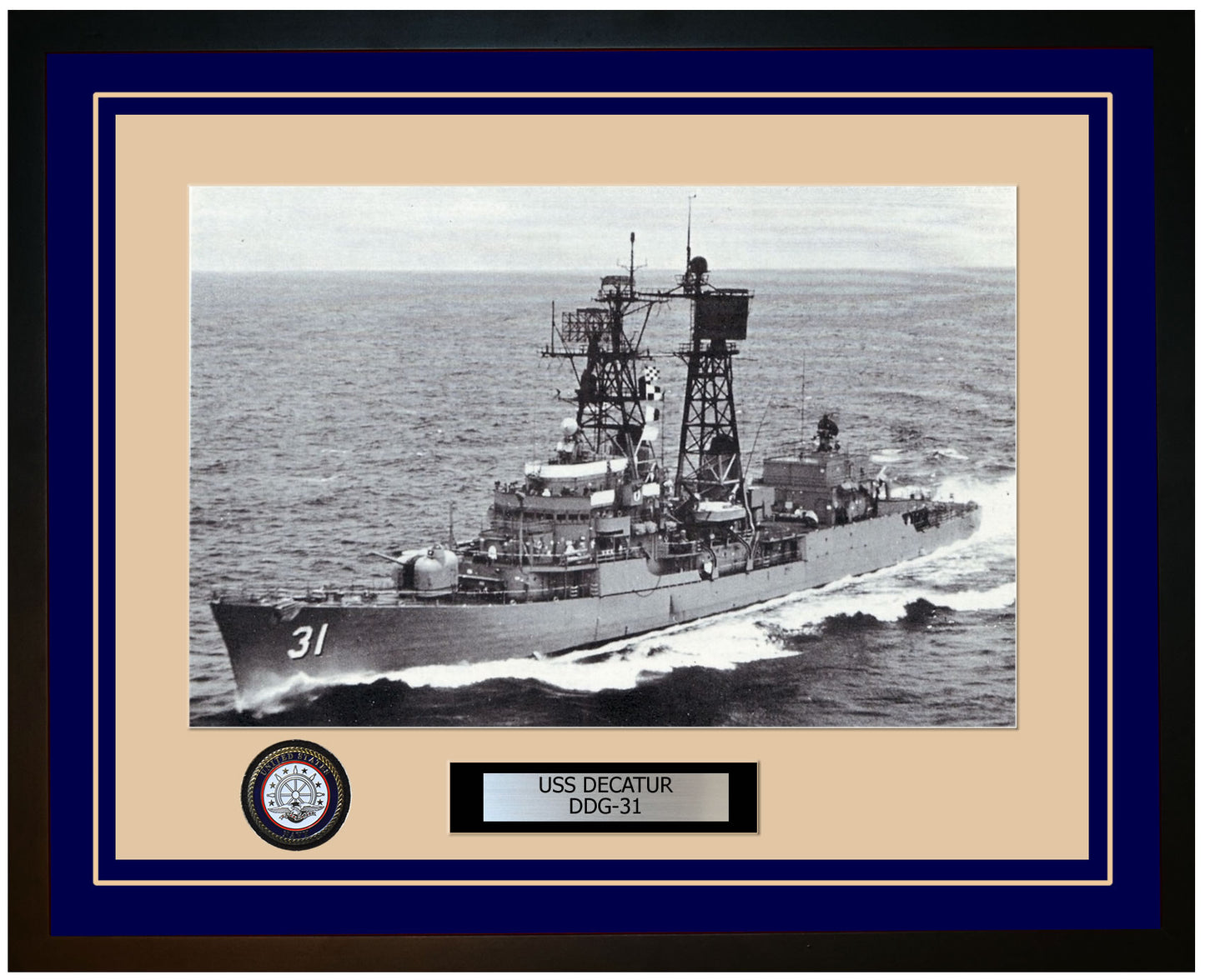 USS DECATUR DDG-31 Framed Navy Ship Photo Blue