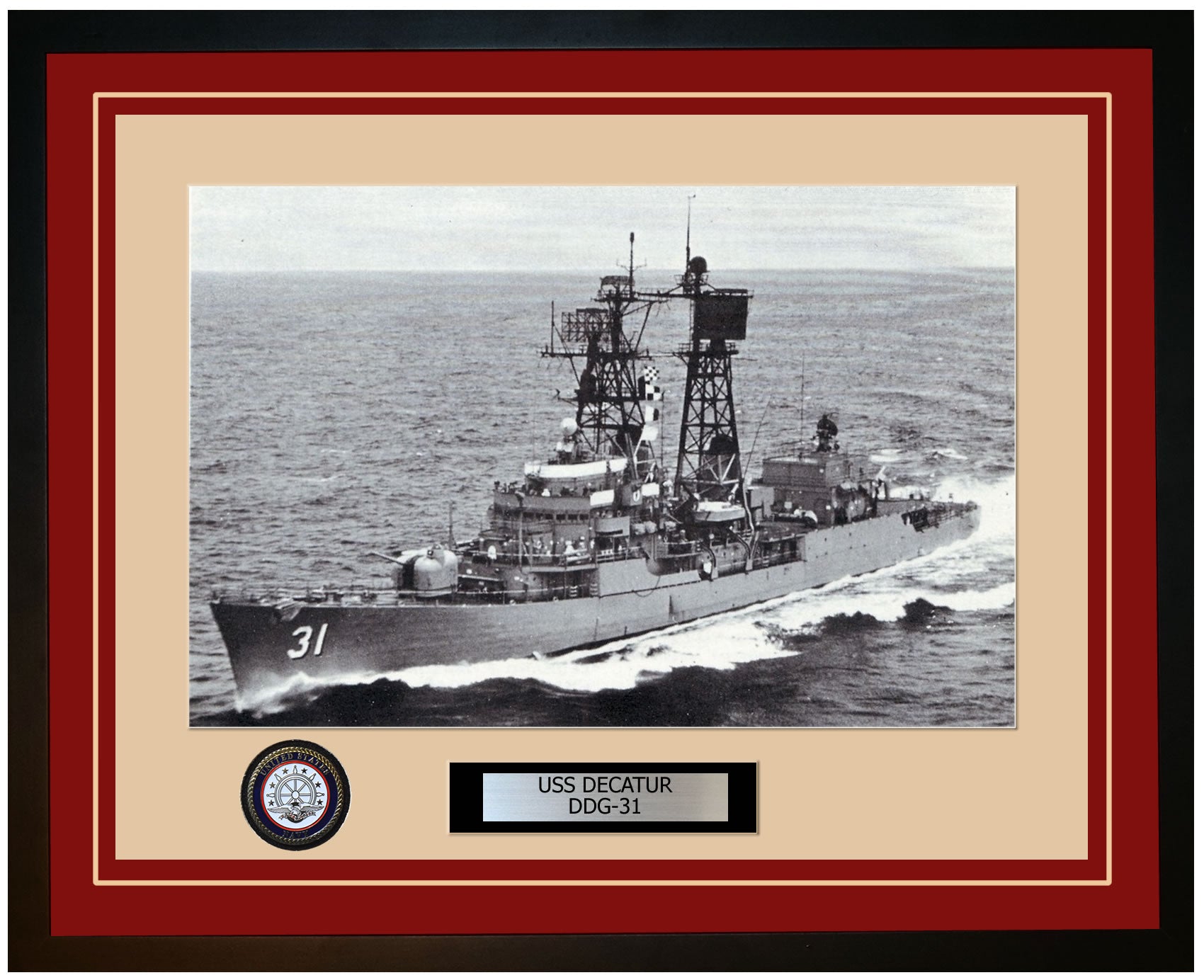 USS DECATUR DDG-31 Framed Navy Ship Photo Burgundy