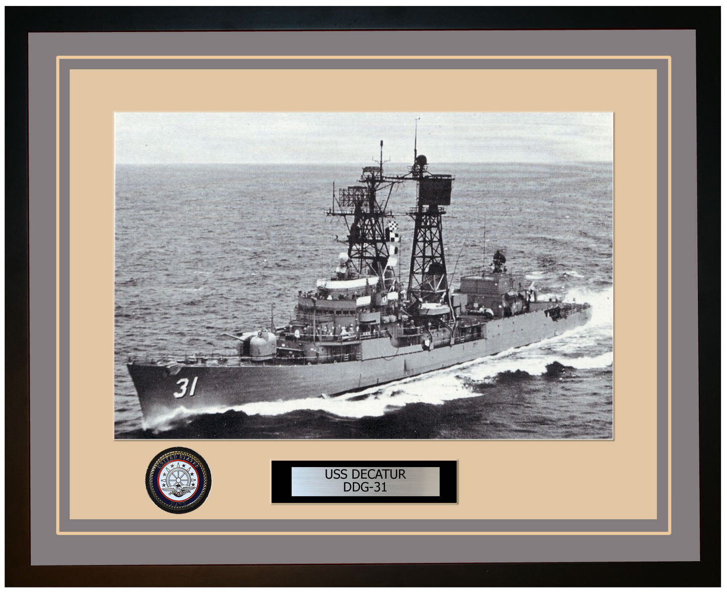 USS DECATUR DDG-31 Framed Navy Ship Photo Grey