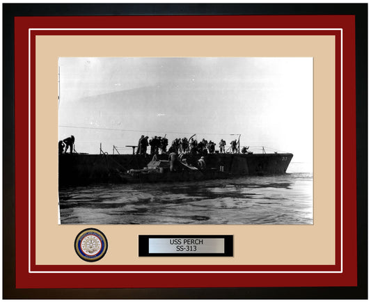 USS Perch SS-313 Framed Navy Ship Photo Burgundy