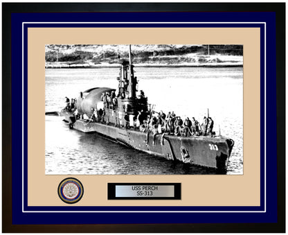 USS Perch SS-313 Framed Navy Ship Photo Blue