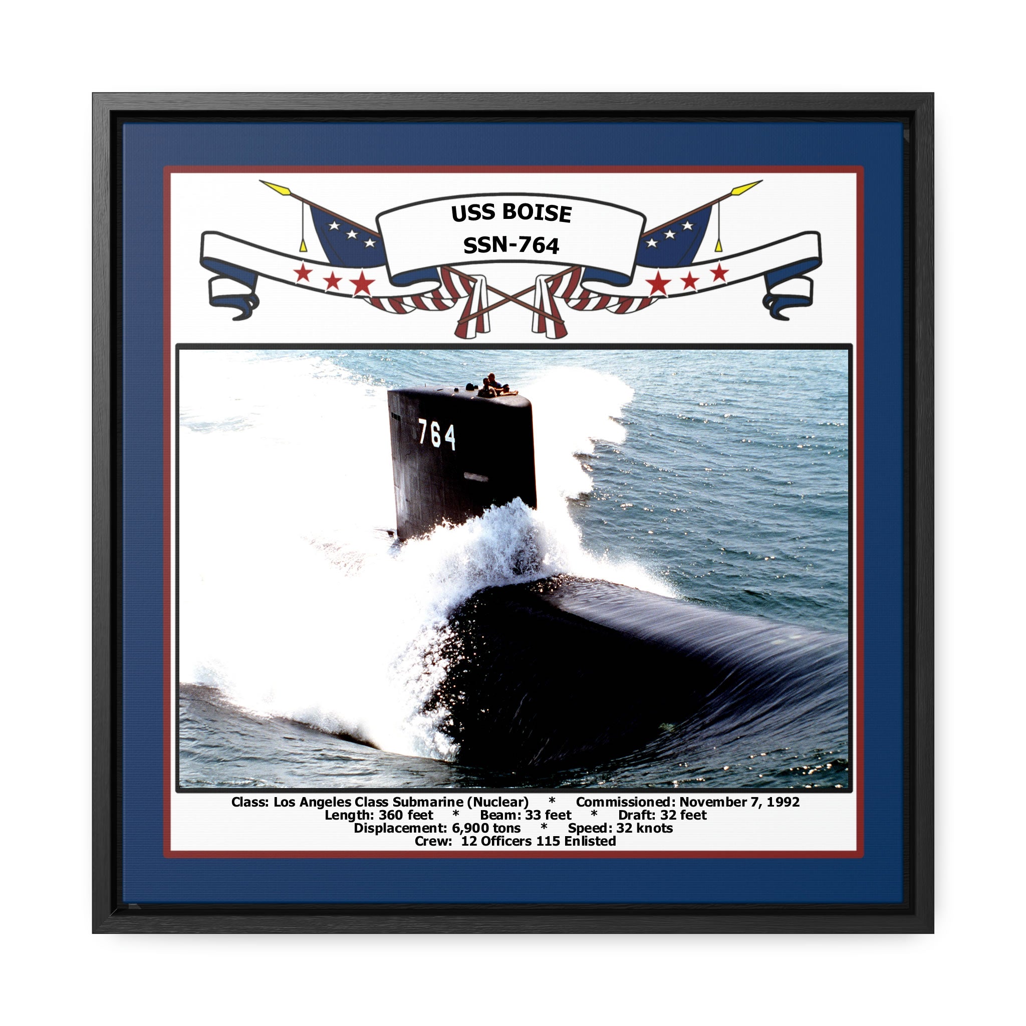 USS Boise SSN764 Navy Floating Frame Photo Navy Emporium