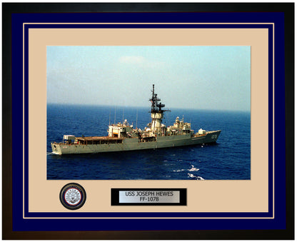 USS JOSEPH HEWES FF-1078 Framed Navy Ship Photo Blue