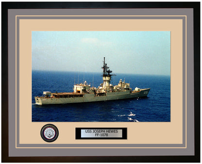 USS JOSEPH HEWES FF-1078 Framed Navy Ship Photo Grey