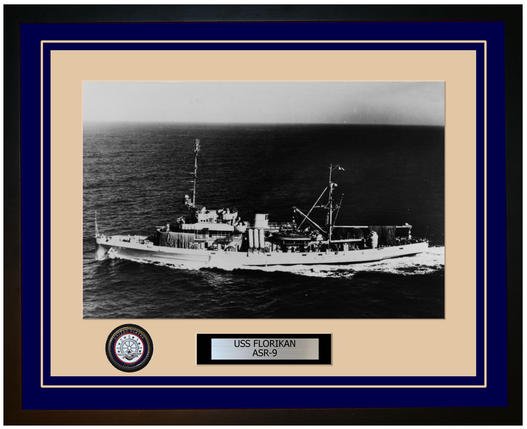 USS FLORIKAN ASR-9 Framed Navy Ship Photo Burgundy – Navy Emporium