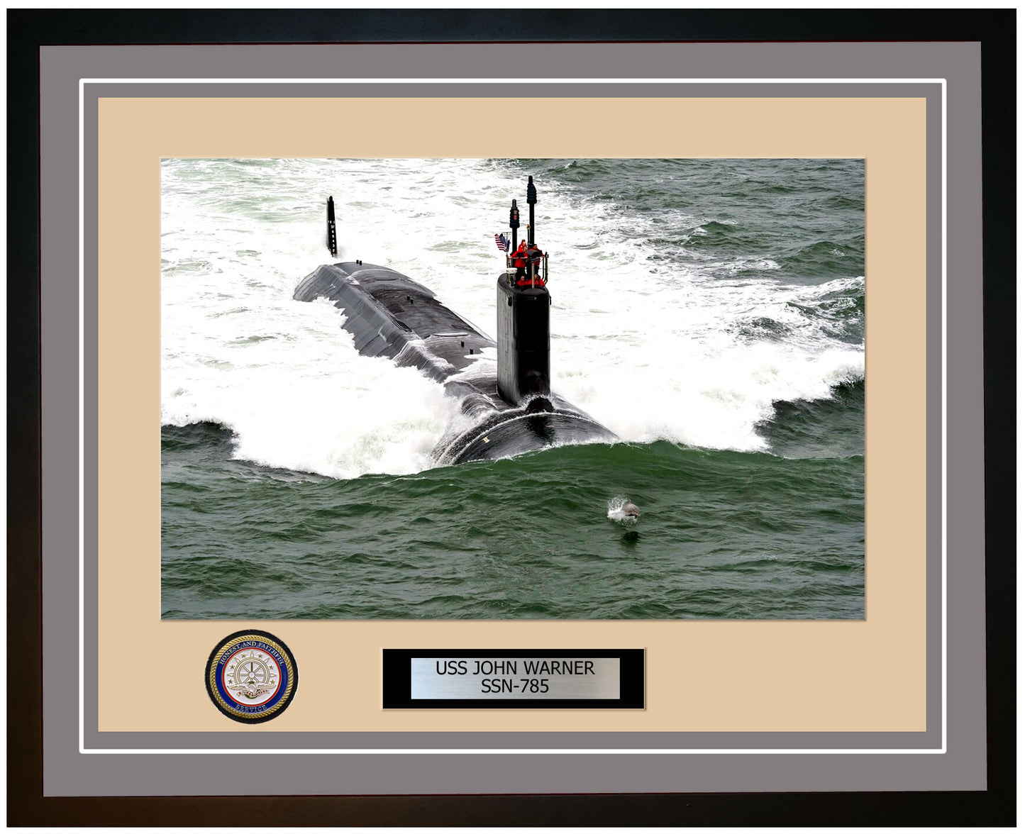 USS John Warner SSN-785 Framed Navy Ship Photo Grey