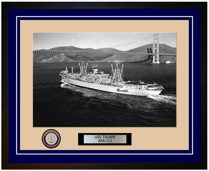 USS Tulare AKA-112 Framed Navy Ship Photo Blue