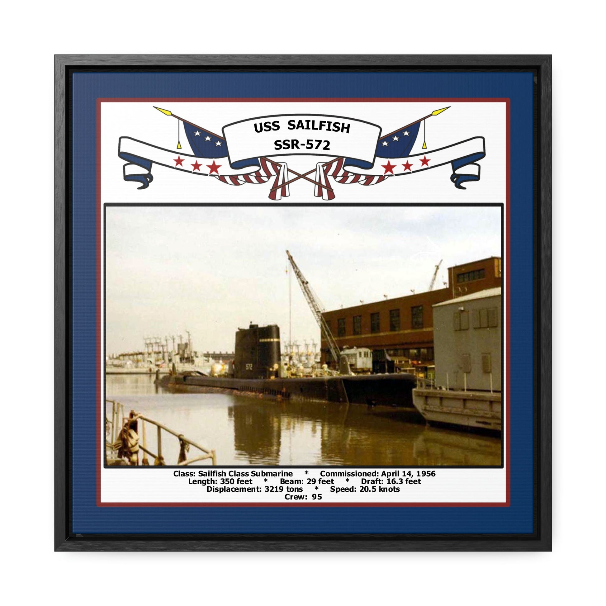 USS Sailfish SSR-572 Navy Floating Frame Photo Front View