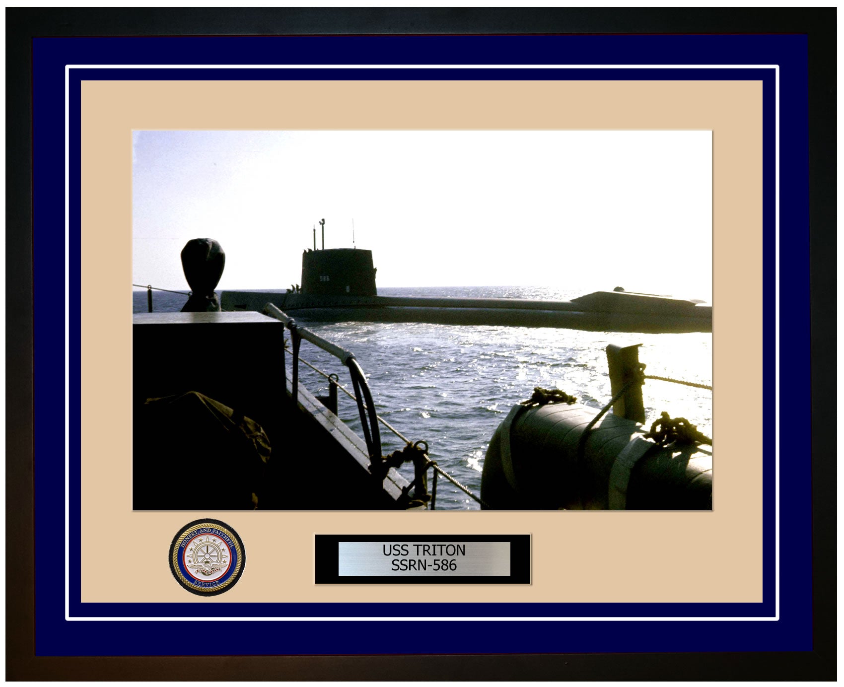 USS Triton SSRN-586 Framed Navy Ship Photo Blue