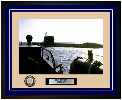 USS Triton SSRN-586 Framed Navy Ship Photo Blue