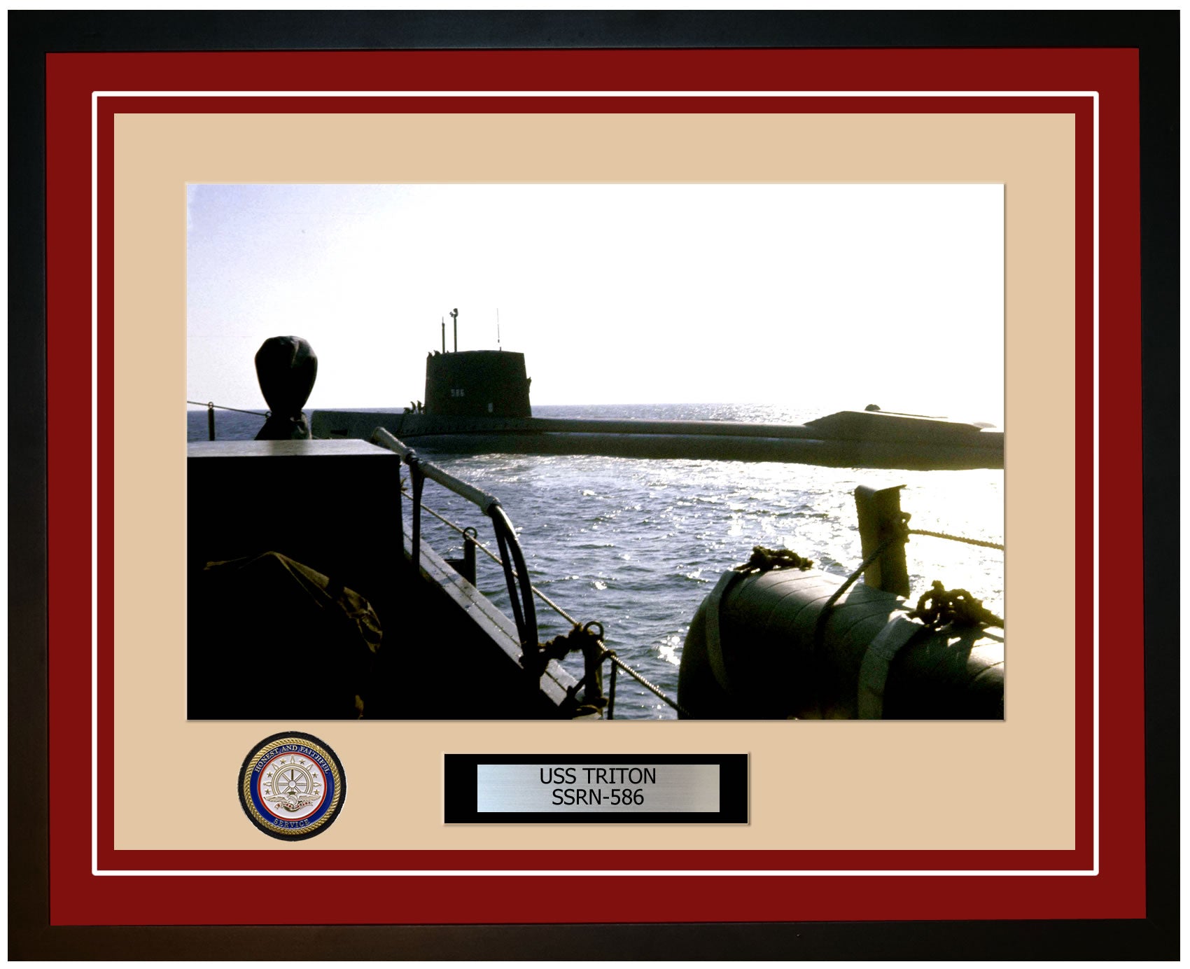 USS Triton SSRN-586 Framed Navy Ship Photo Burgundy