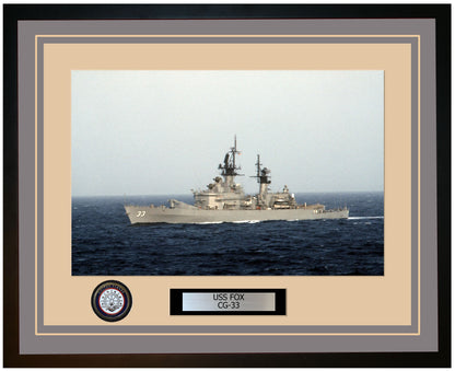 USS FOX CG-33 Framed Navy Ship Photo Grey