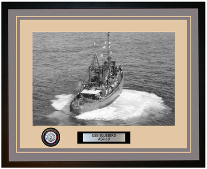 USS BLUEBIRD ASR-19 Framed Navy Ship Photo Grey