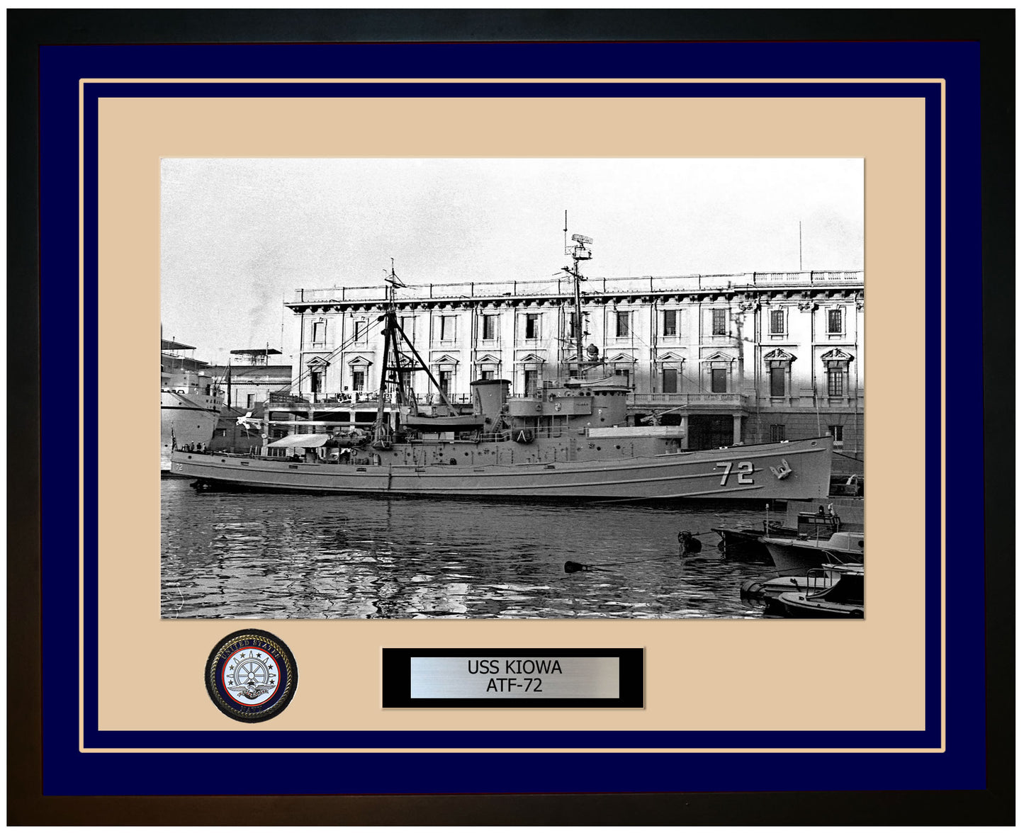 USS KIOWA ATF-72 Framed Navy Ship Photo Blue