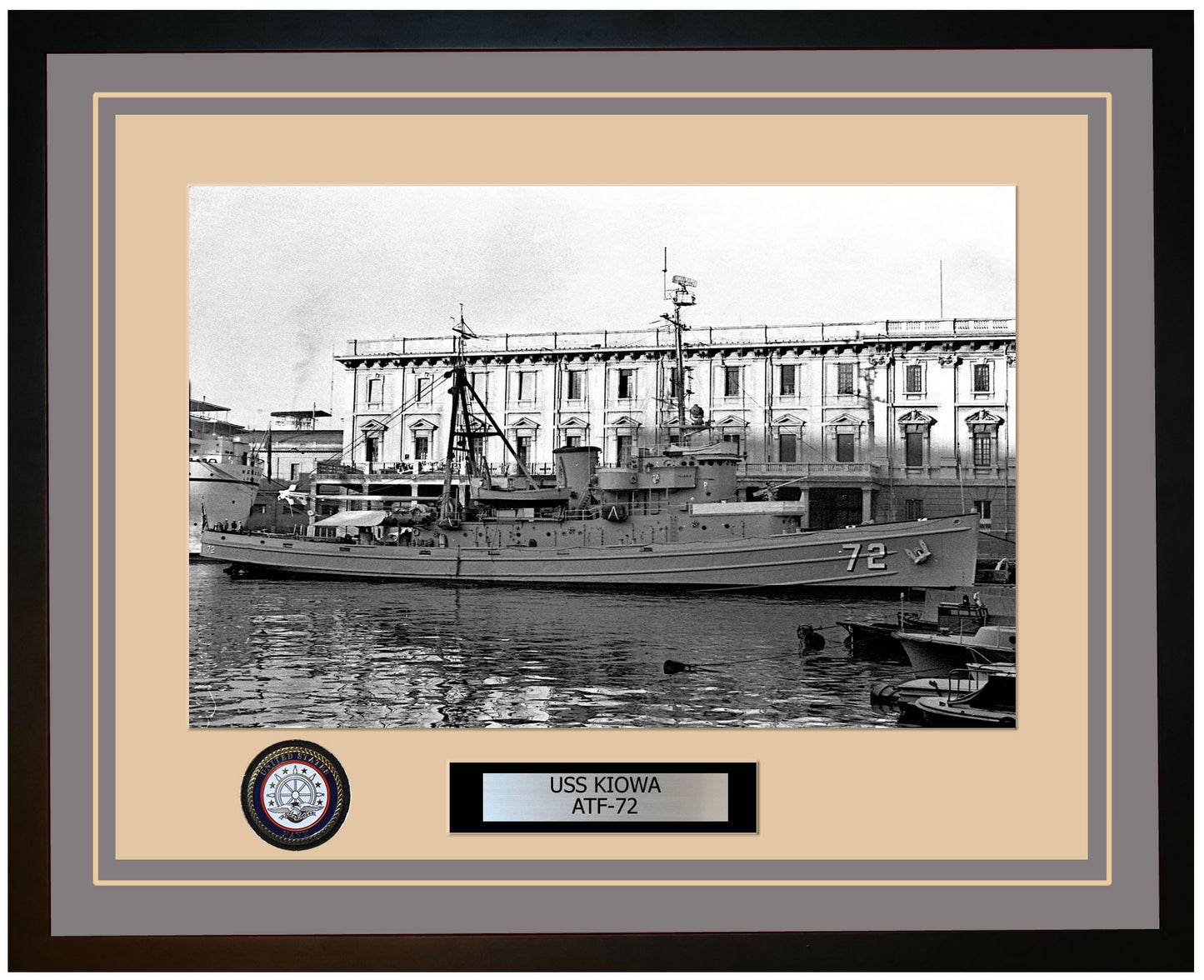 USS KIOWA ATF-72 Framed Navy Ship Photo Grey